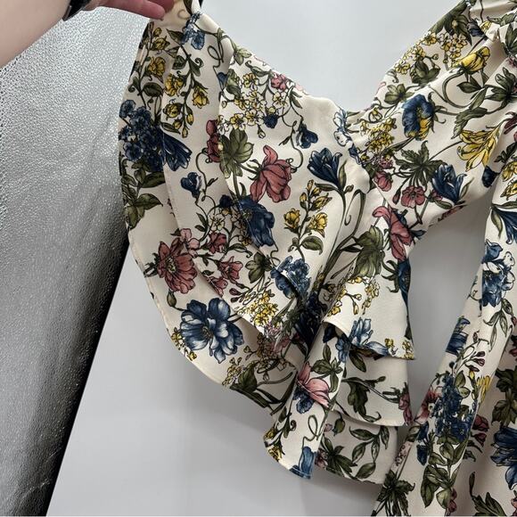 MISA Los Angeles Amal Multicolor Floral Off the Shoulder Ruffle Mini Dress Sz XS - Picture 5 of 12